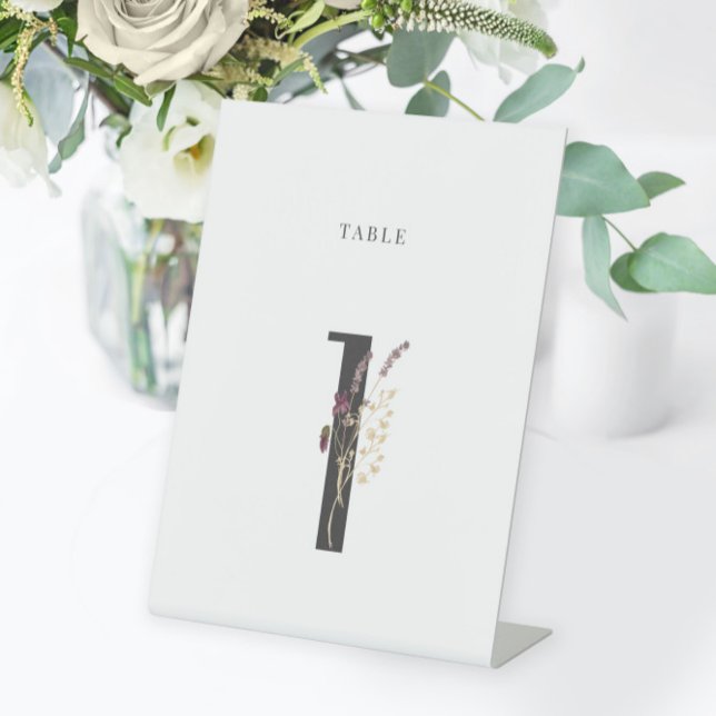 Watercolor Wildflower Wedding Table Number 1 Pedestal Sign (Creator Uploaded)