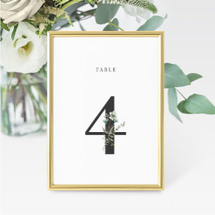 Watercolor Wildflower Wedding Table Number 4