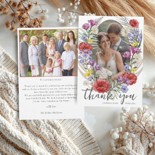 Watercolor Wildflower Wedding Thank You  Card