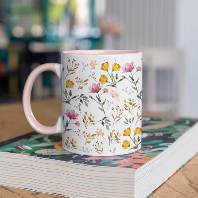 Watercolor Wildflower White Pink Mug (Creator Uploaded)