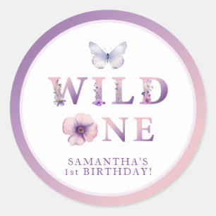 Watercolor Wildflower Wild One 1st Birthday Classic Round Sticker