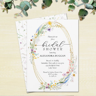 Watercolor Wildflower Wreath Bridal Shower Invitation