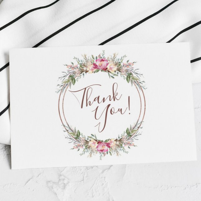 Watercolor Wildflower Wreath Thank You Card (Creator Uploaded)