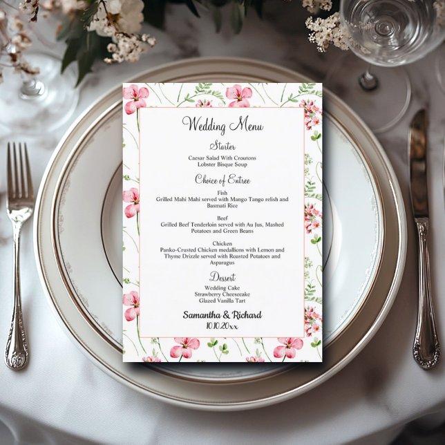 Watercolor Wildflowers 5x7'' Wedding Menu (Creator Uploaded)