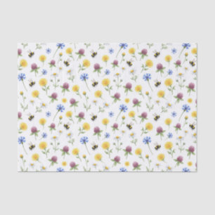 Watercolor Wildflowers and Honeybees Tissue Paper