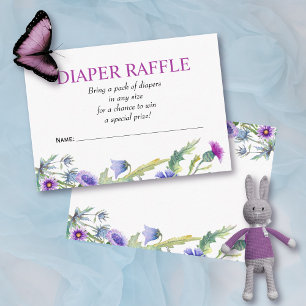Watercolor wildflowers Baby Shower Diaper Raffle Enclosure Card