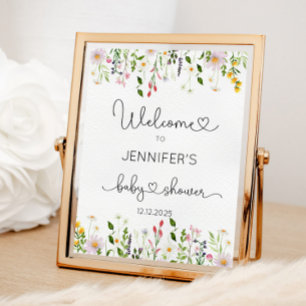 Watercolor wildflowers baby shower poster