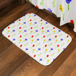 Watercolor Wildflowers Bath Mat