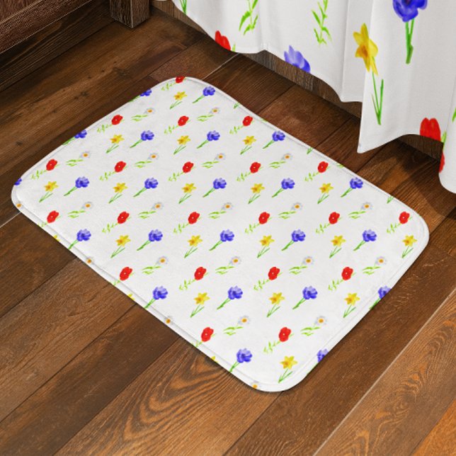 Watercolor Wildflowers Bath Mat (Creator Uploaded)