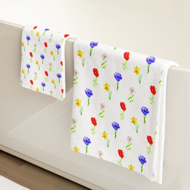 Watercolor Wildflowers Bath Towel Set (Creator Uploaded)