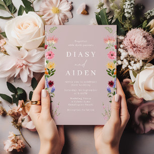 Watercolor Wildflowers & Blush Wedding  Invitation