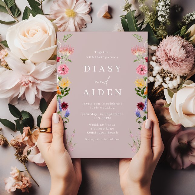 Watercolor Wildflowers & Blush Wedding  Invitation (Creator Uploaded)