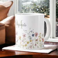 Watercolor Wildflowers Boho Stylish with Monogram