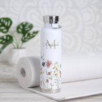 Watercolor Wildflowers Boho Stylish with Monogram