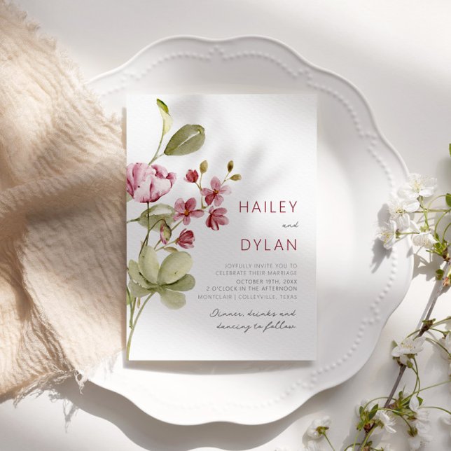 Watercolor Wildflowers Boho Wedding Invitation (Creator Uploaded)