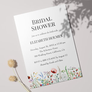 Watercolor Wildflowers Bridal Shower Invitation