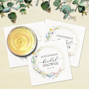 Watercolor Wildflowers Bridal Shower Napkin