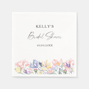 Watercolor wildflowers - bridal shower napkin