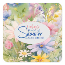 Watercolor Wildflowers Bridal Shower Sticker