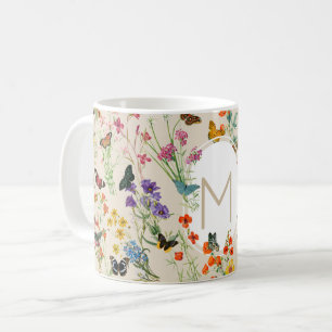 Watercolor Wildflowers & Butterflies Floral Garden Coffee Mug