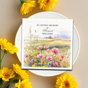 Watercolor Wildflowers Celebration Of Life Funeral Napkin