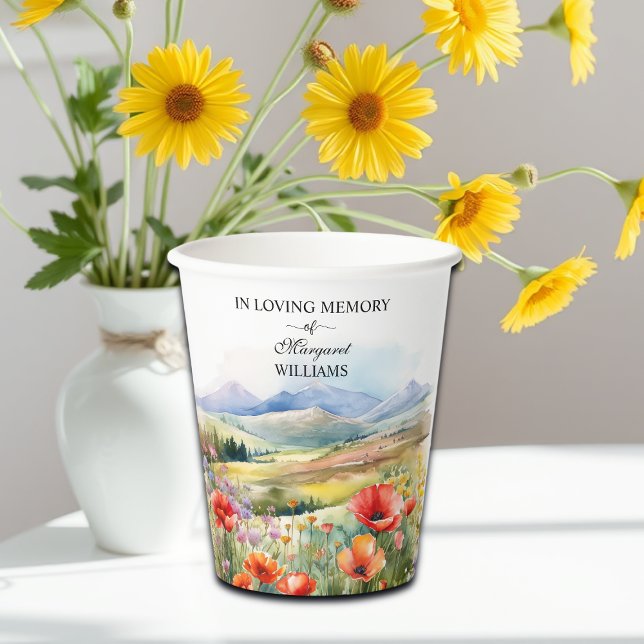 Watercolor Wildflowers Celebration Of Life Funeral Paper Cups (Creator Uploaded)