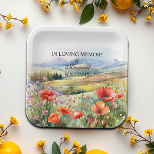 Watercolor Wildflowers Celebration Of Life Funeral Paper Plate