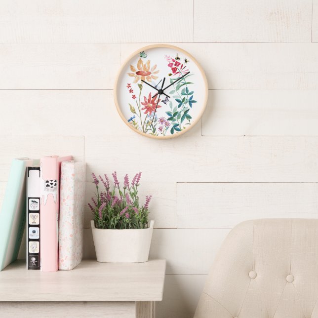 Watercolor Wildflowers Clock (Reading Room)