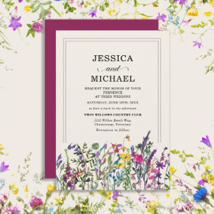 Watercolor Wildflowers Country Wedding Invitation