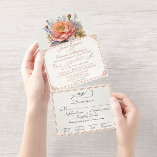 Watercolor Wildflowers - Cream All In One Invitation