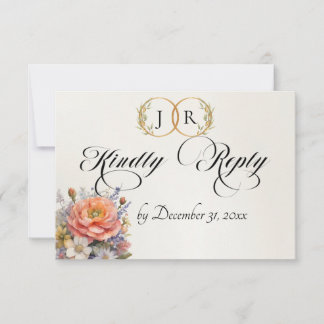 Watercolor Wildflowers - Cream RSVP Card