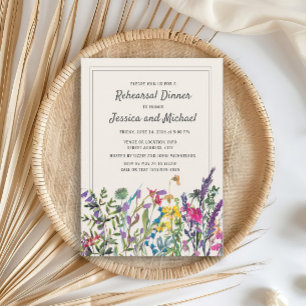 Watercolor Wildflowers Cream Rustic Wedding  Invitation