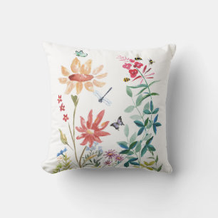 Watercolor Wildflowers Cushion