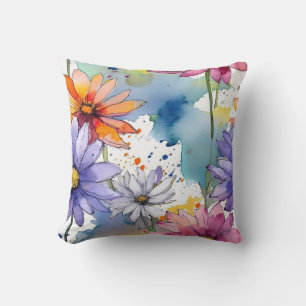 Watercolor Wildflowers Cushion