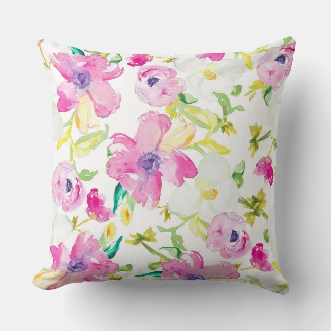 WATERCOLOR WILDFLOWERS CUSHION (Front)