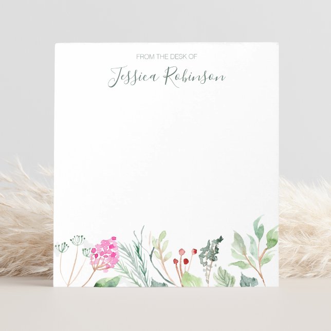 Watercolor Wildflowers Custom Name Floral Notepad (This watercolor wildflowers notepad is a charming way to keep your notes organized.)