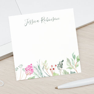 Watercolor Wildflowers Custom Name Floral Post-it Notes