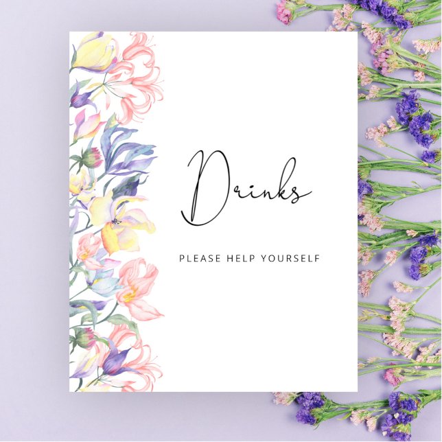 Watercolor wildflowers Drinks help yourself Poster (Creator Uploaded)