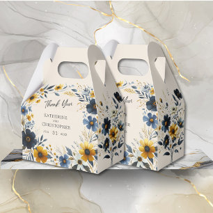 Watercolor Wildflowers Elegant Beige Large Wedding Favour Box