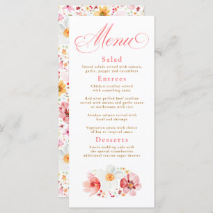 Watercolor Wildflowers Elegant Boho Wedding Menu
