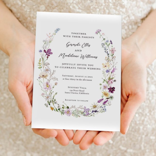 Watercolor wildflowers elegant wedding invitation (Creator Uploaded)