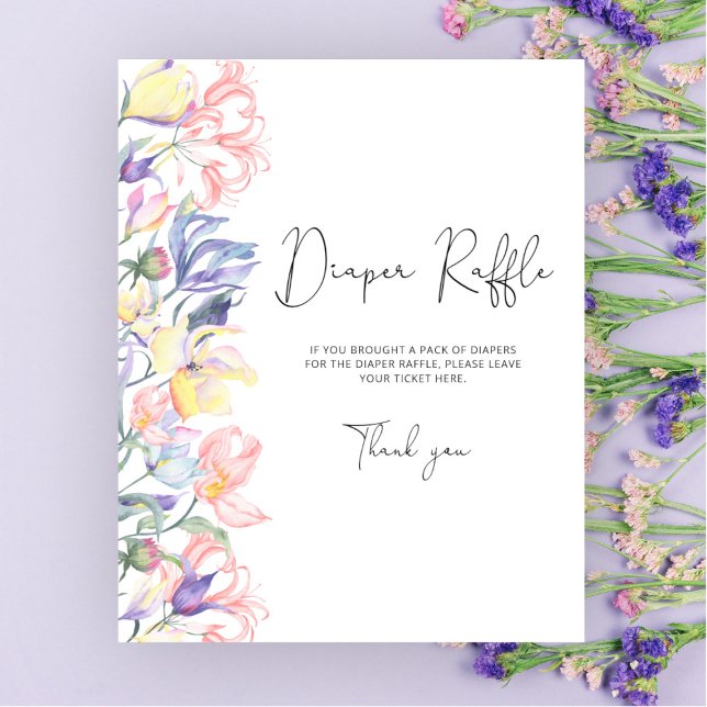 Watercolor wildflowers floral diaper raffle poster (Creator Uploaded)