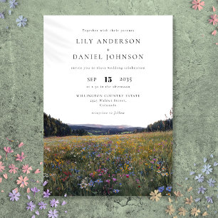 Watercolor Wildflowers Floral Meadow Wedding Invitation
