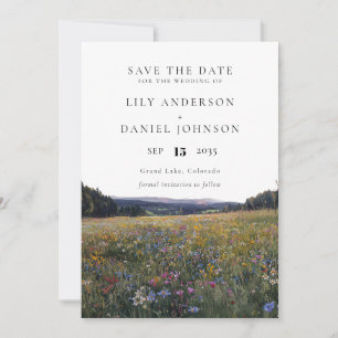 Watercolor Wildflowers Floral Meadow Wedding Save The Date