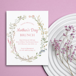 watercolor wildflowers floral mothers day brunch  invitation