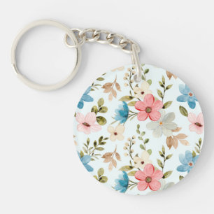 Watercolor Wildflowers Floral Pattern-67676 Key Ring