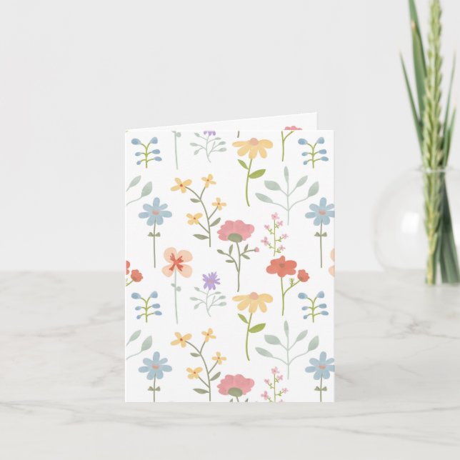 Watercolor Wildflowers Floral Pattern Card (Front)