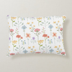 Watercolor Wildflowers Floral Pattern Decorative Cushion