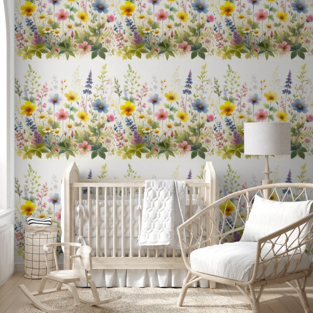 Watercolor Wildflowers  Floral Wallpaper (Kids)