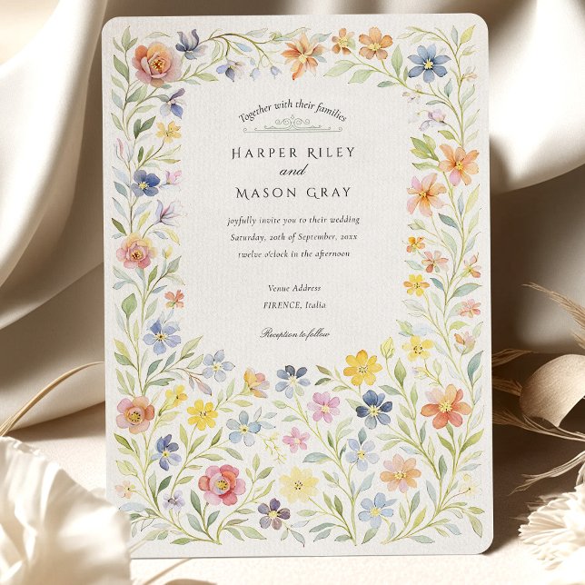 Watercolor Wildflowers Florence Wedding Invitation (Creator Uploaded)